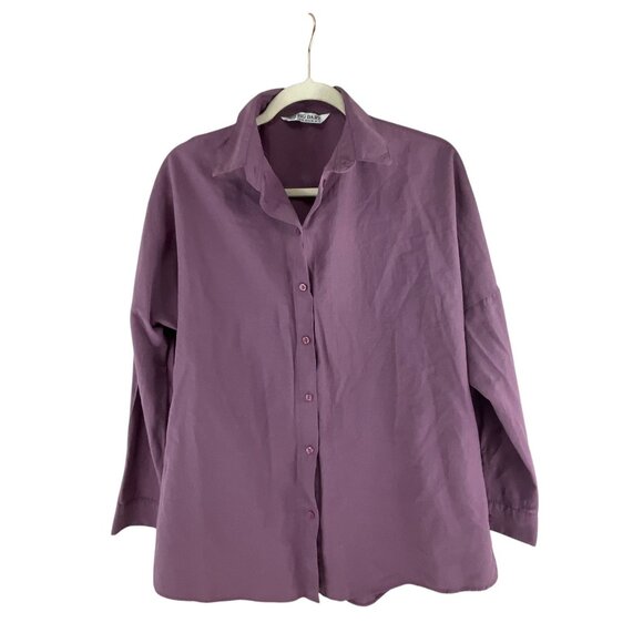 Big Dart Womens Button-Up Long Sleeve Shirt Purple Sz 12 Office Career Corp Core - Picture 10 of 11
